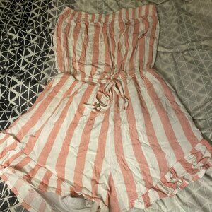 Striped Strapless Romper